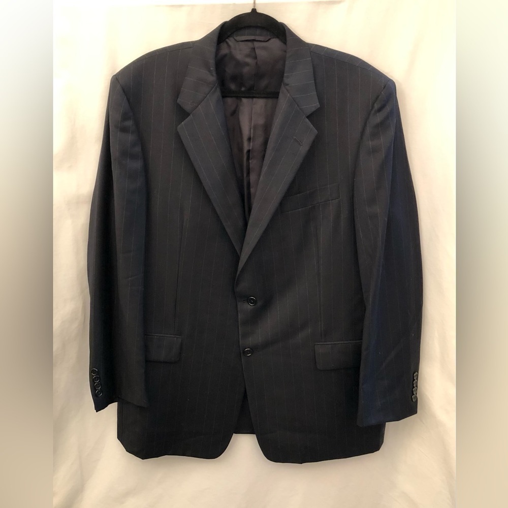 HICKEY FREEMAN LORO PIANA Blazer Jacket 44R Tasmanian Super 120s Black Pinstripe